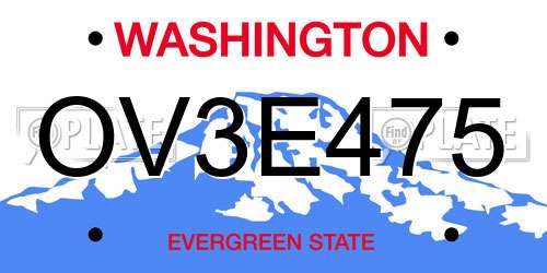 OV3E475 Washington License Plate