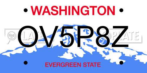 OV5P8Z Washington License Plate