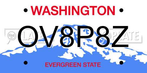OV8P8Z Washington License Plate
