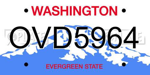 OVD5964 Washington License Plate