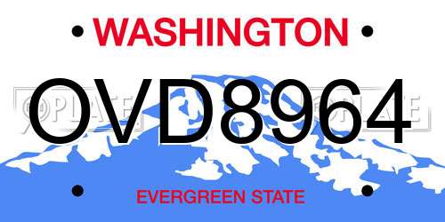 OVD8964 Washington License Plate