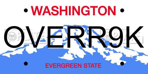 OVERR9K Washington License Plate