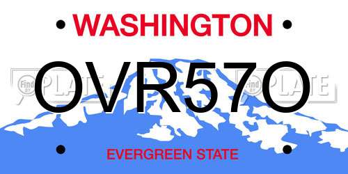 OVR57O Washington License Plate