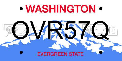 OVR57Q Washington License Plate