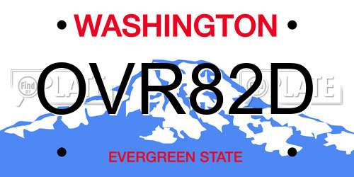 OVR82D Washington License Plate