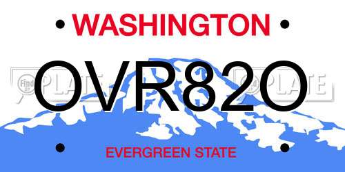 OVR82O Washington License Plate