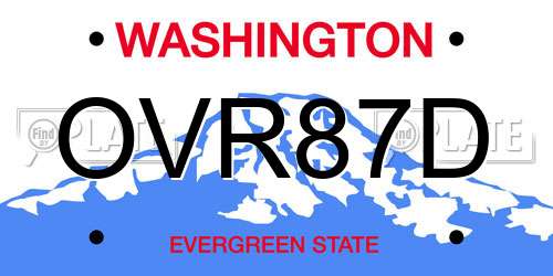 OVR87D Washington License Plate