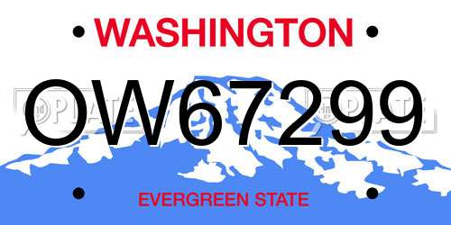 OW67299 Washington License Plate