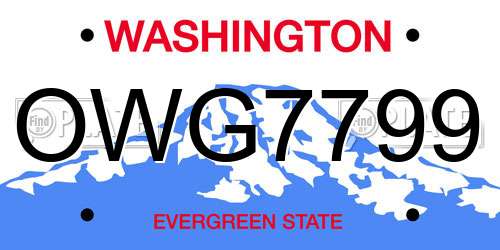 OWG7799 Washington License Plate
