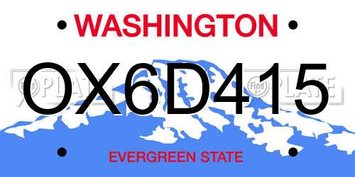 OX6D415 Washington License Plate