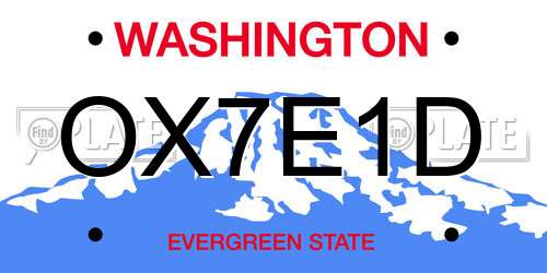 OX7E1D Washington License Plate
