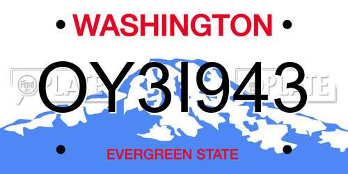 OY3I943 Washington License Plate