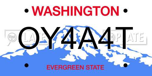OY4A4T Washington License Plate