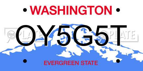 OY5G5T Washington License Plate