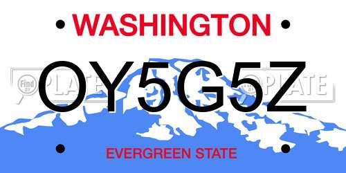 OY5G5Z Washington License Plate