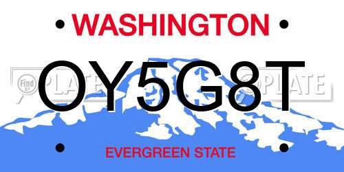 OY5G8T Washington License Plate