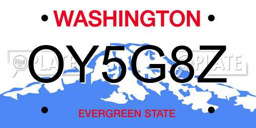 OY5G8Z Washington License Plate