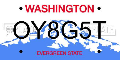 OY8G5T Washington License Plate