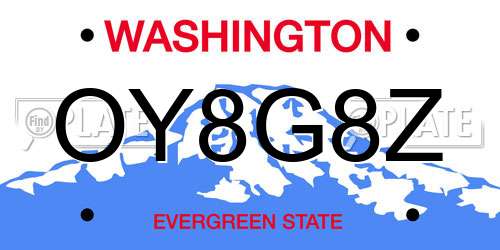 OY8G8Z Washington License Plate