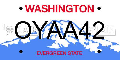 OYAA42 Washington License Plate