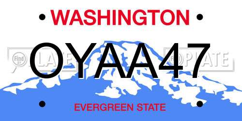 OYAA47 Washington License Plate