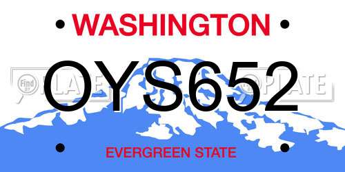 OYS652 Washington License Plate
