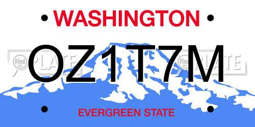 OZ1T7M Washington License Plate