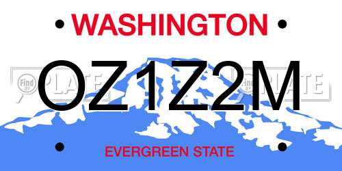 OZ1Z2M Washington License Plate