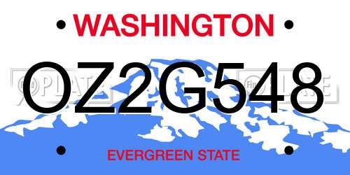 OZ2G548 Washington License Plate