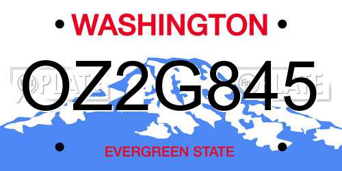 OZ2G845 Washington License Plate