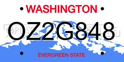 OZ2G848 Washington License Plate