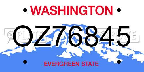 OZ76845 Washington License Plate