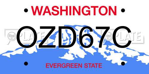 OZD67C Washington License Plate