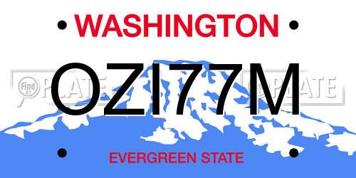 OZI77M Washington License Plate