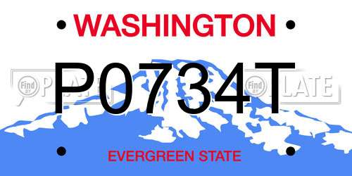P0734T Washington License Plate