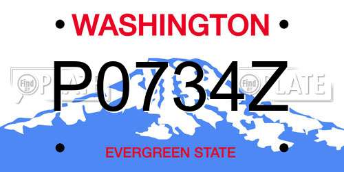 P0734Z Washington License Plate