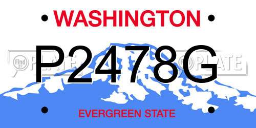 P2478G Washington License Plate