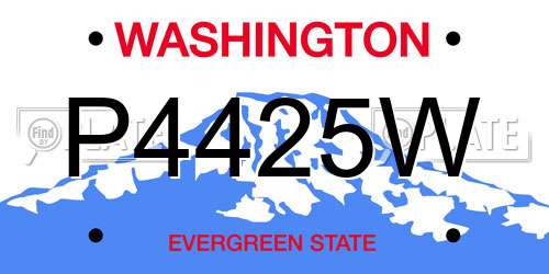 P4425W Washington License Plate