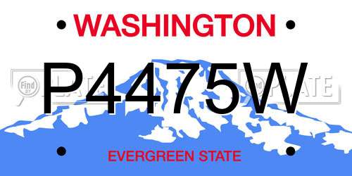 P4475W Washington License Plate