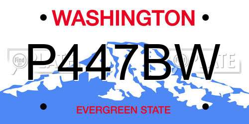 P447BW Washington License Plate