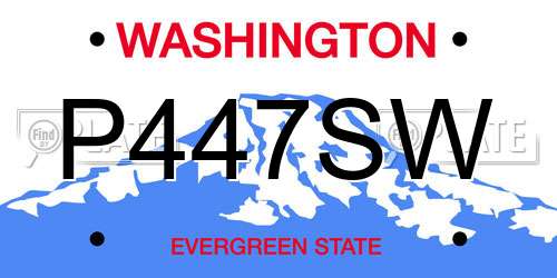 P447SW Washington License Plate