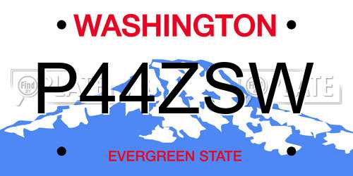 P44ZSW Washington License Plate