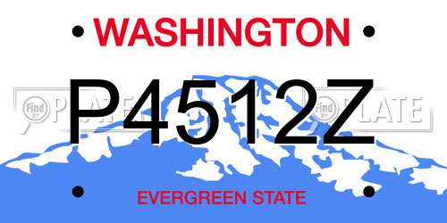 P4512Z Washington License Plate