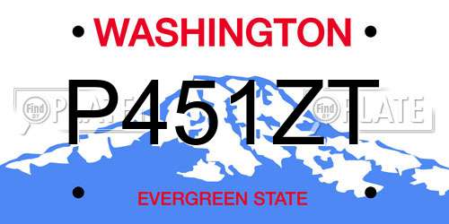 P451ZT Washington License Plate
