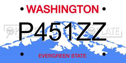 P451ZZ Washington License Plate