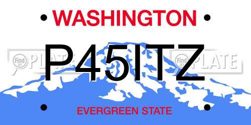 P45ITZ Washington License Plate