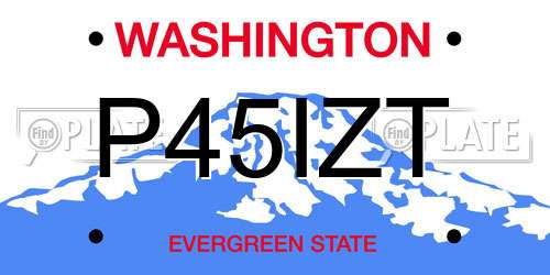 P45IZT Washington License Plate