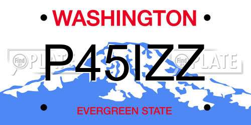 P45IZZ Washington License Plate