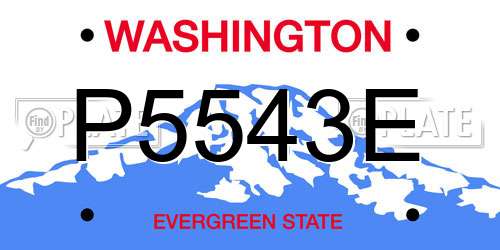 P5543E Washington License Plate
