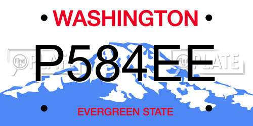 P584EE Washington License Plate